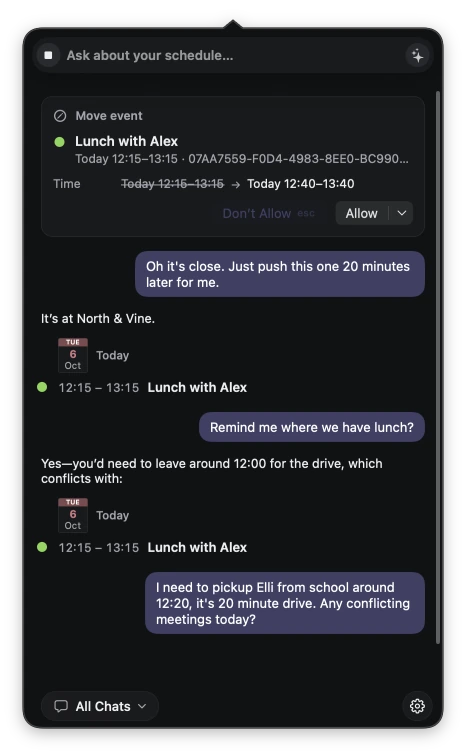 Ask showing a proposed calendar change