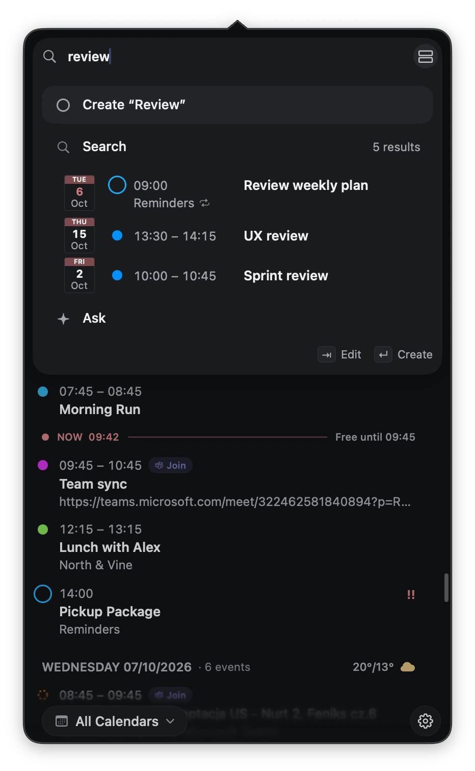 DayEdge search field with the query review